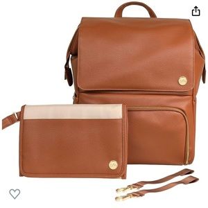 CleverMade Insulated Baby Diaper Bag Backpack - Brown and Gold